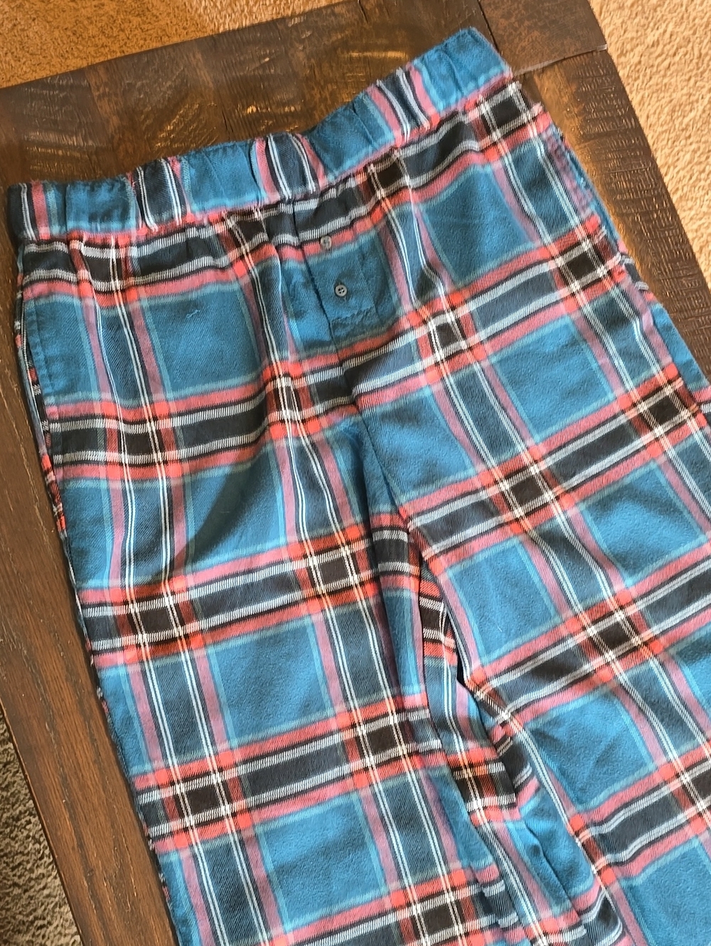dip Blue Plaid Pajama Pants with Red and Black Accents